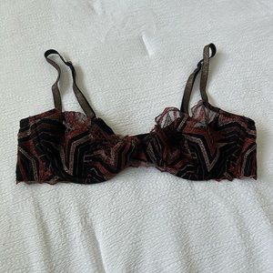 Savage x Fenty blk shining star sheer embroidered unlined Demi bra